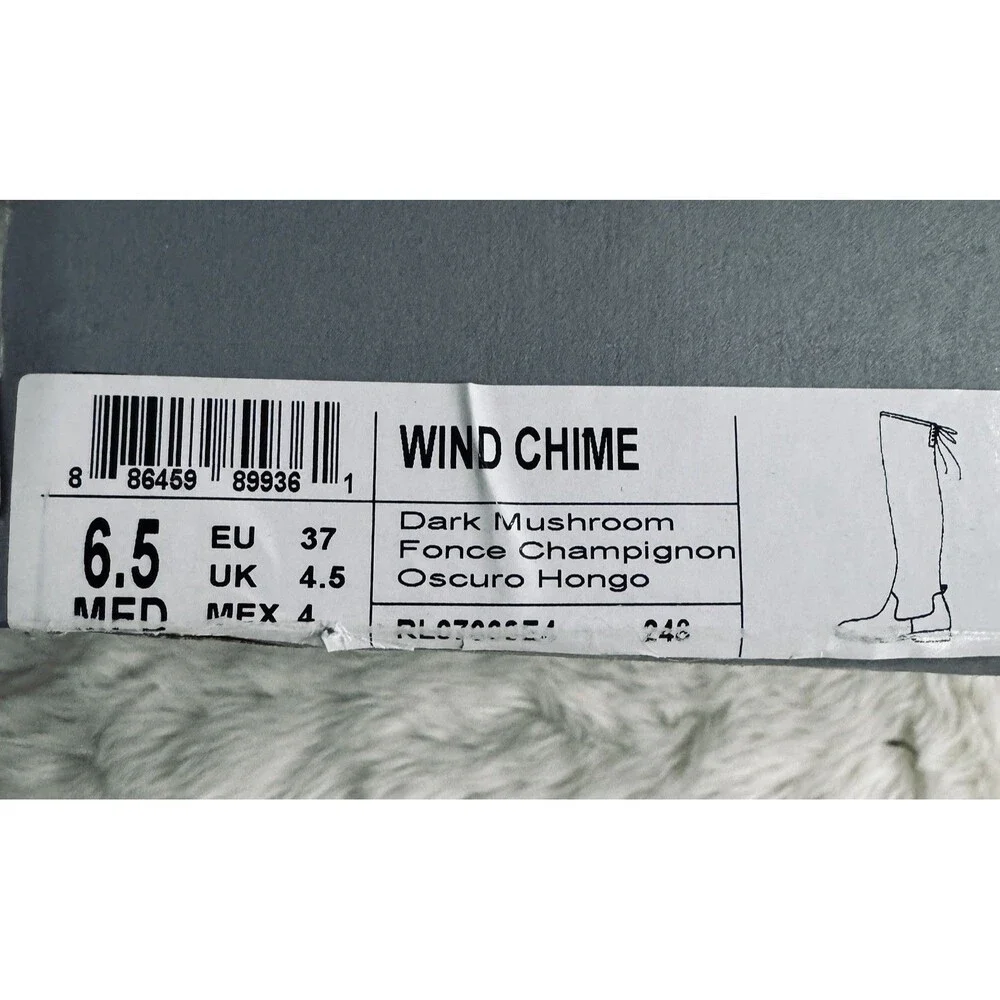Kenneth Cole Reaction Wind Chime Boots 6.5 Womens Dark Mushroom Brown Knee Tie